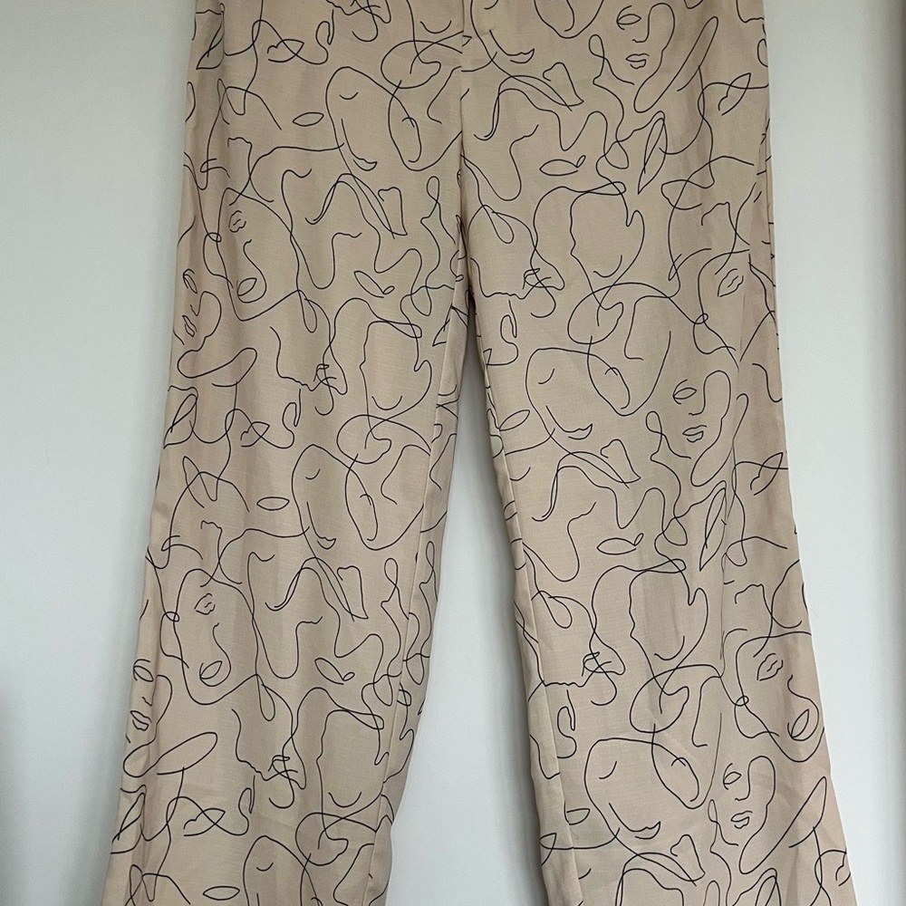 Abstract Patterned Beige Pants